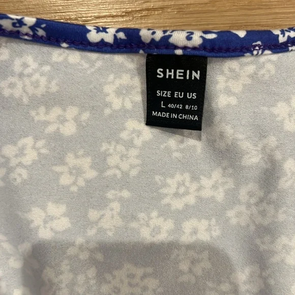 SHEIN blue and white midi dress size large - Picture 3 of 3